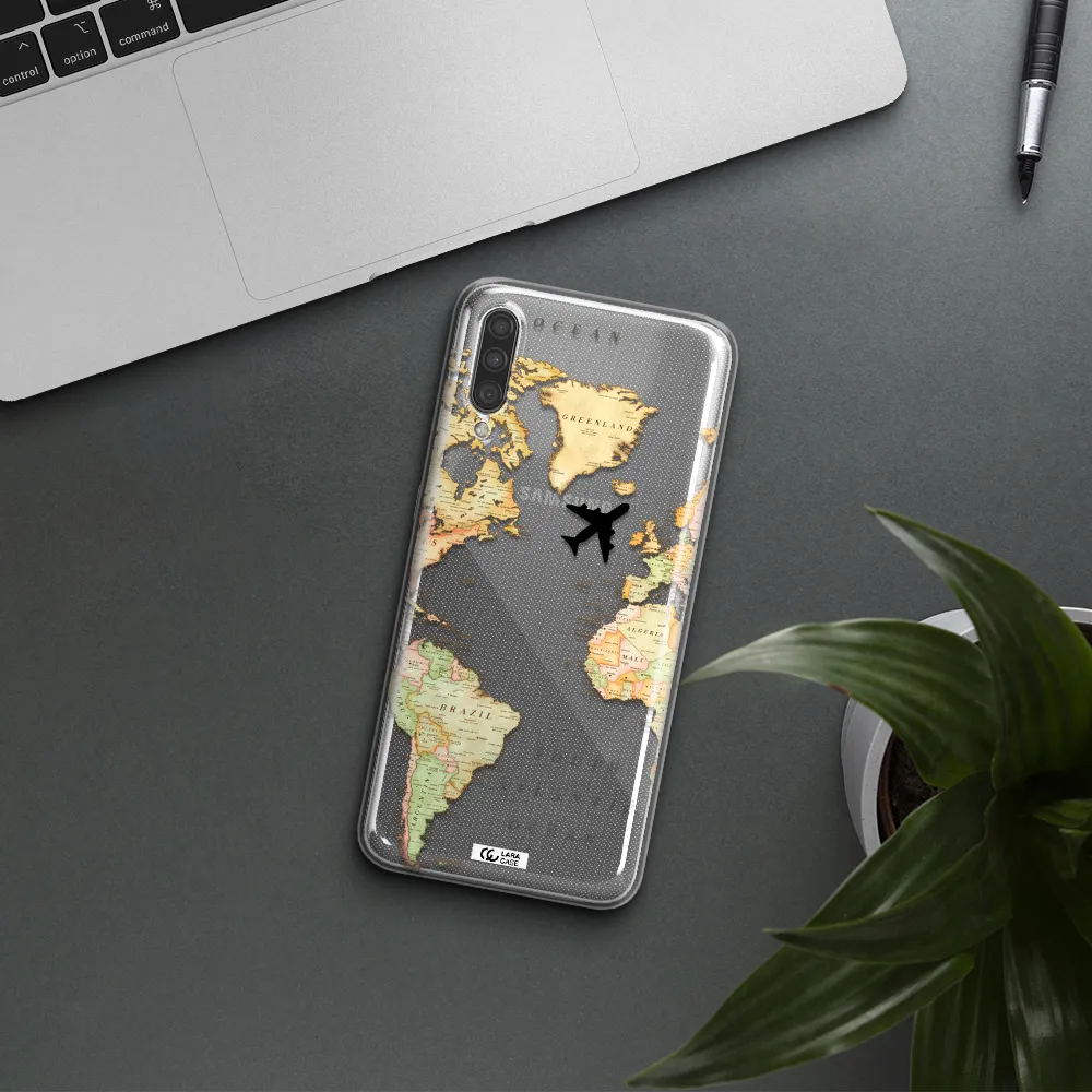 Travel Map Samsung A30S Clear TPU Case