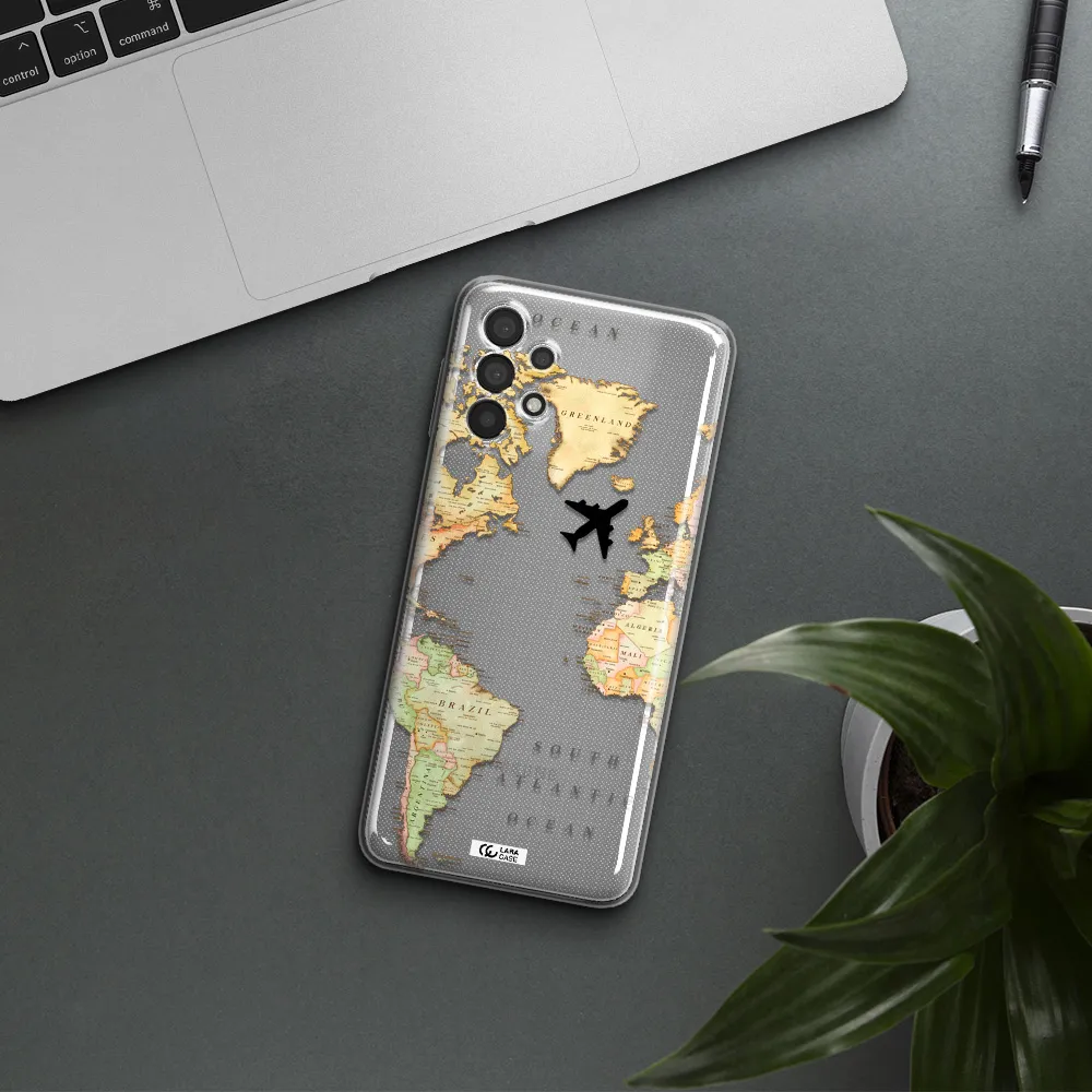 Travel Map Samsung A32 Clear TPU Case