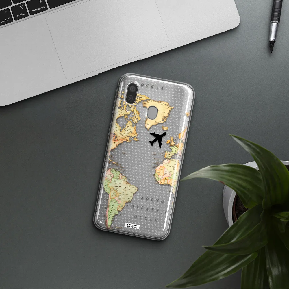 Travel Map Samsung A40 Clear TPU Case