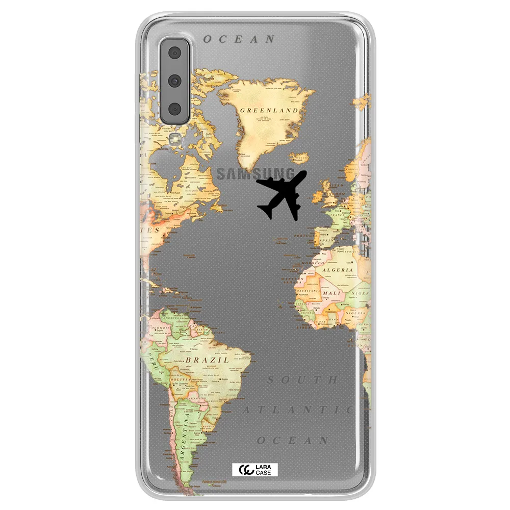 Travel Map Samsung A7 2018 Clear TPU Case
