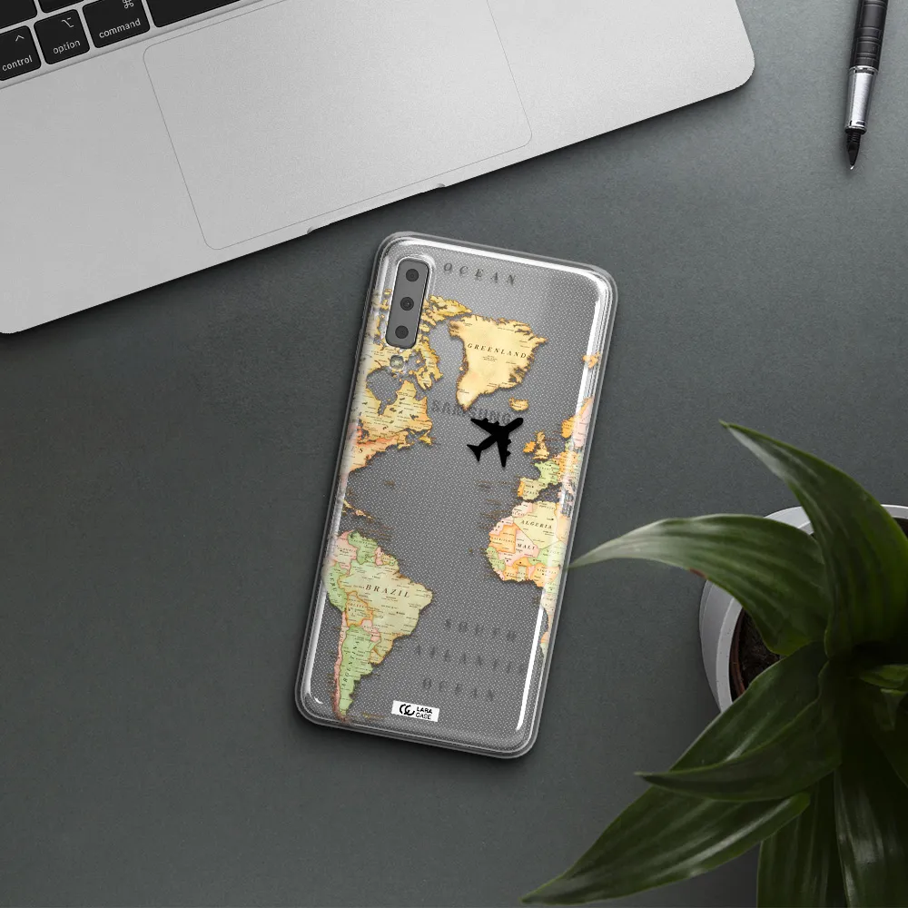 Travel Map Samsung A7 2018 Clear TPU Case