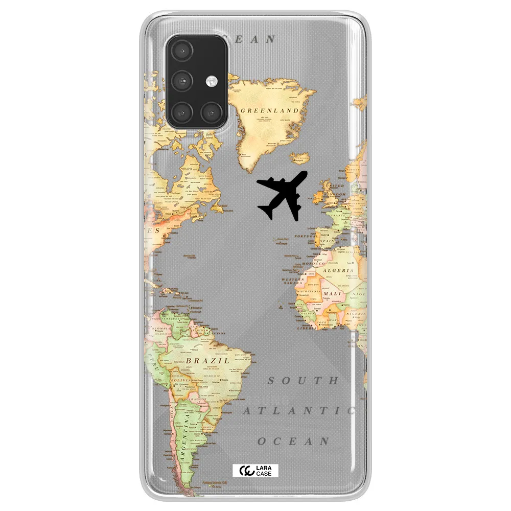 Travel Map Samsung A71 Clear TPU Case