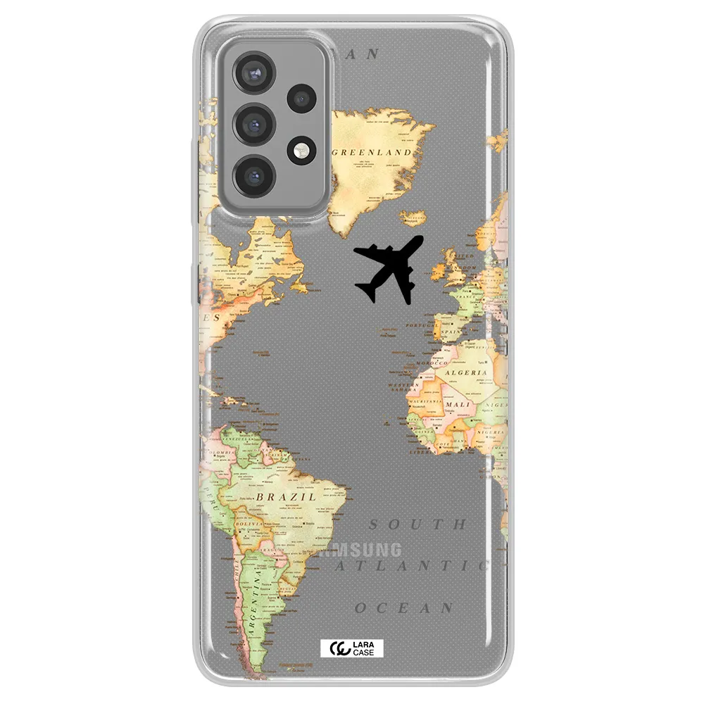 Travel Map Samsung A72 Clear TPU Case