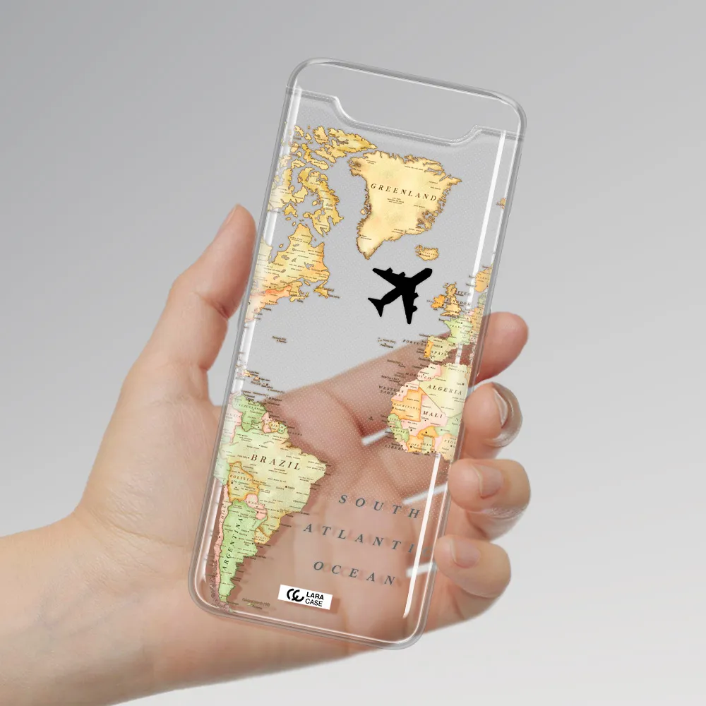 Travel Map Samsung A80 Clear TPU Case