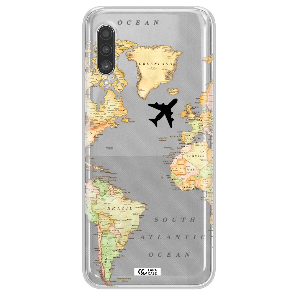 Travel Map Samsung A90 Clear TPU Case