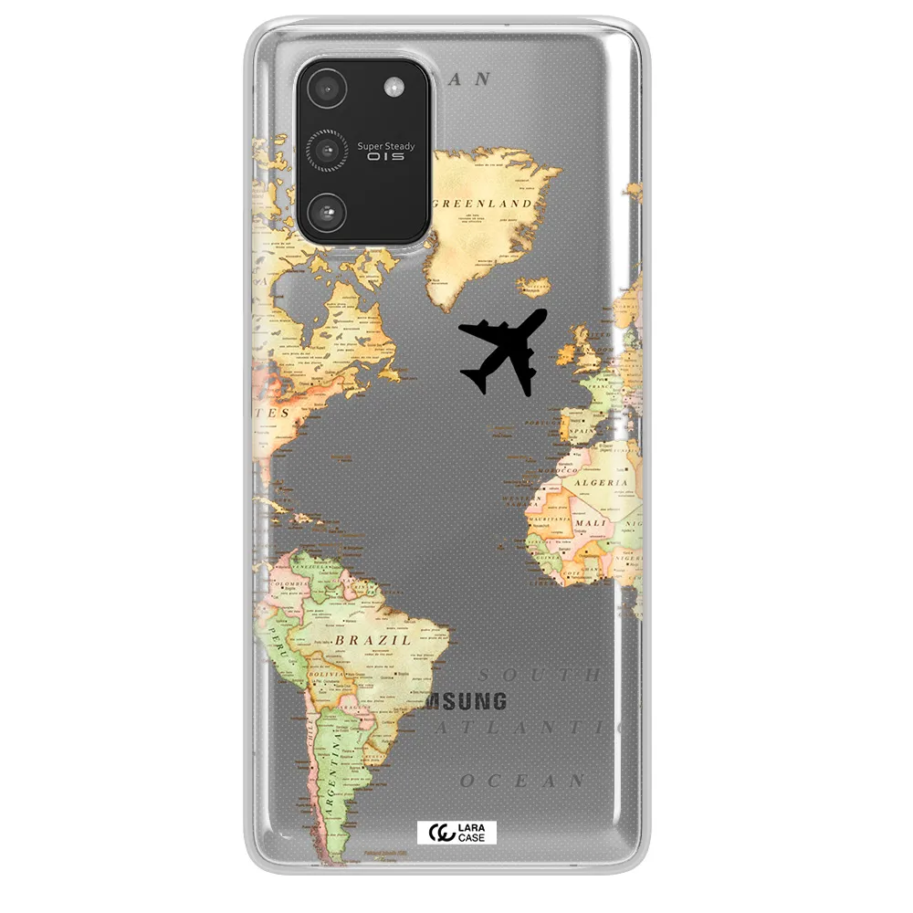 Travel Map Samsung A91 Clear TPU Case