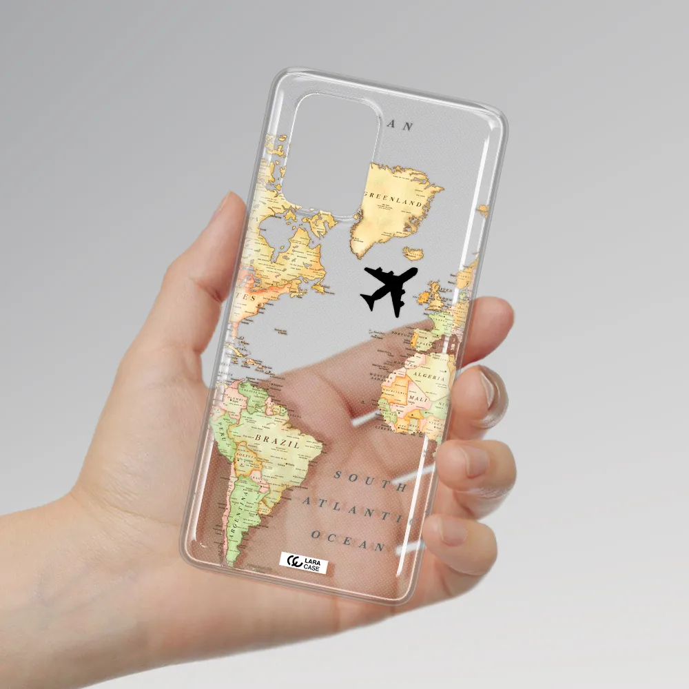 Travel Map Samsung A91 Clear TPU Case