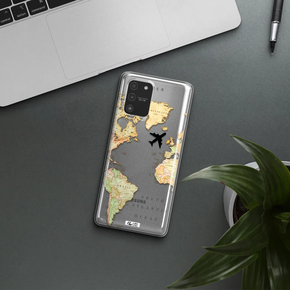 Travel Map Samsung A91 Clear TPU Case