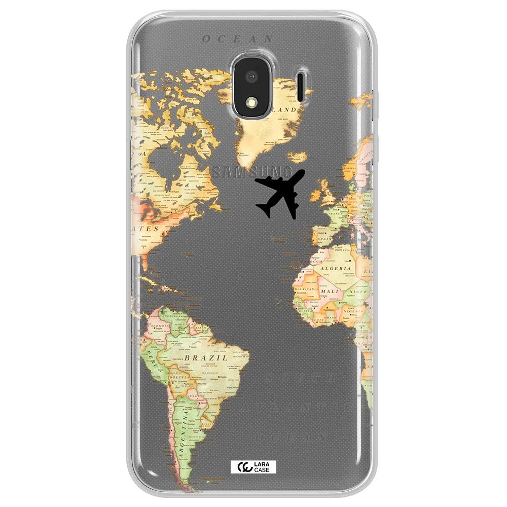 Travel Map Samsung J4 Clear TPU Case