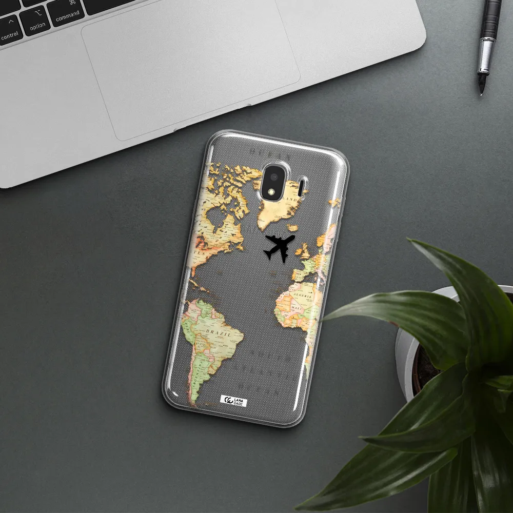 Travel Map Samsung J4 Clear TPU Case