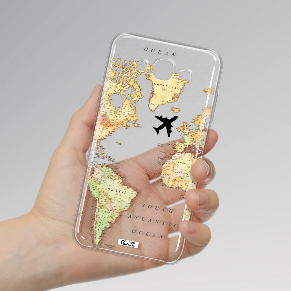 Travel Map Samsung J7 Clear TPU Case