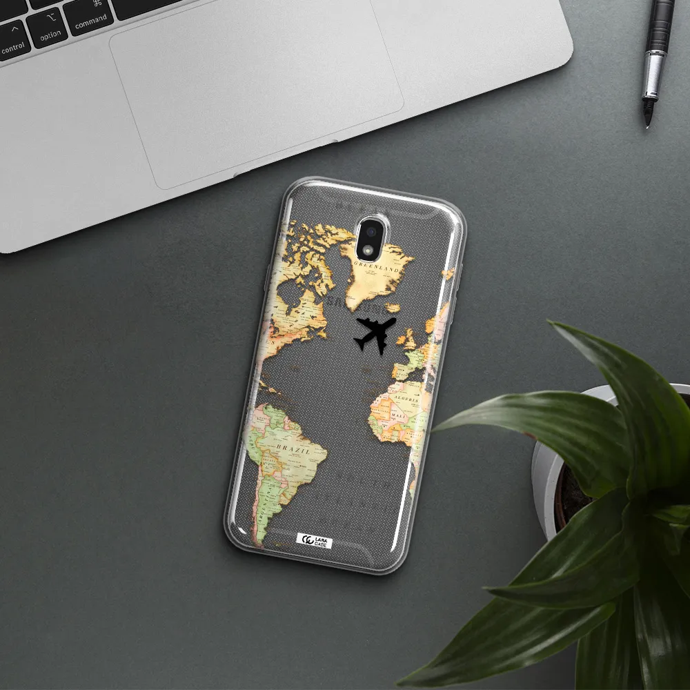 Travel Map Samsung J7 Pro Clear TPU Case