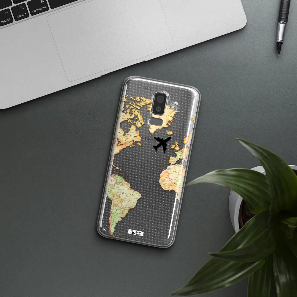 Travel Map Samsung J8 Clear TPU Case