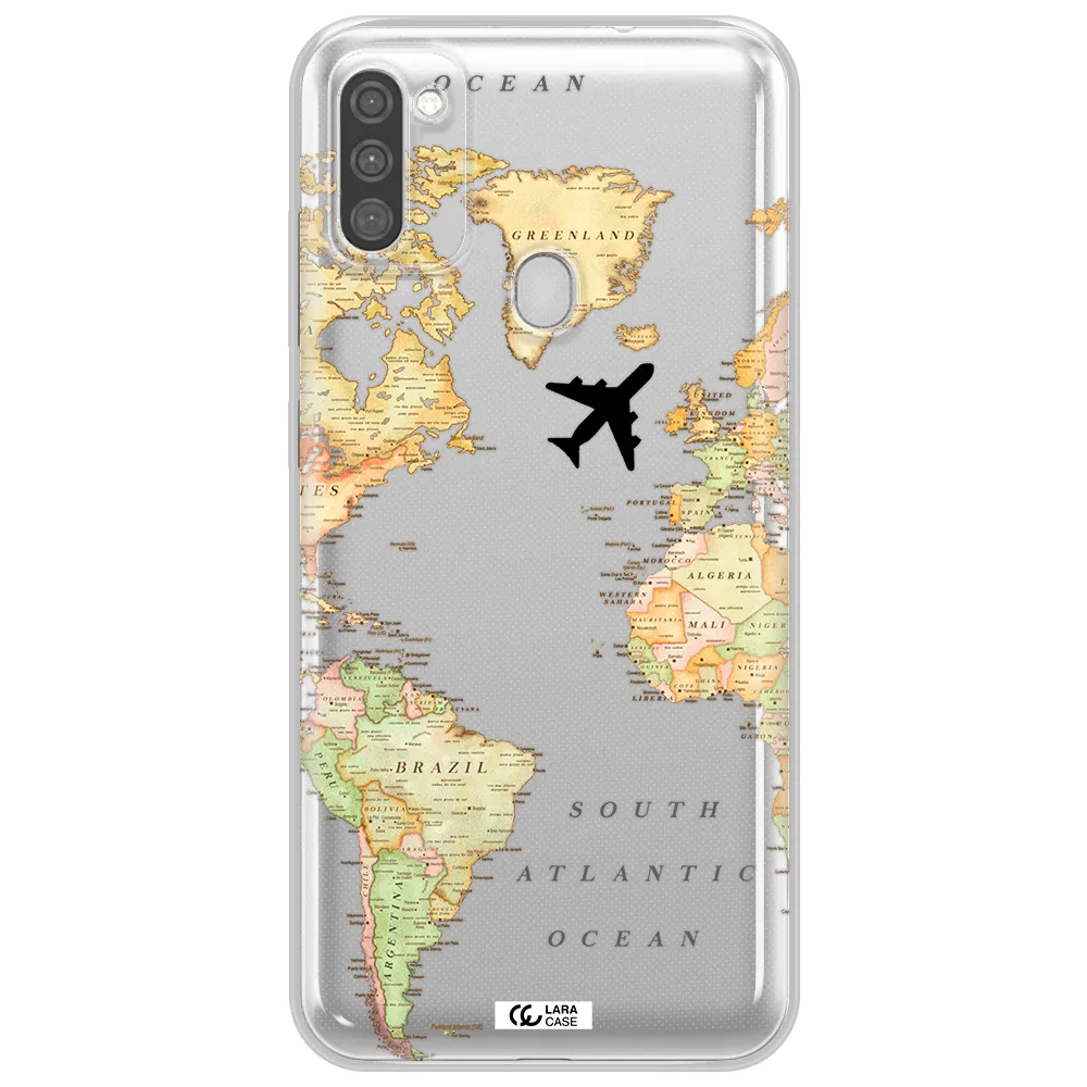 Travel Map Samsung M11 Clear TPU Case