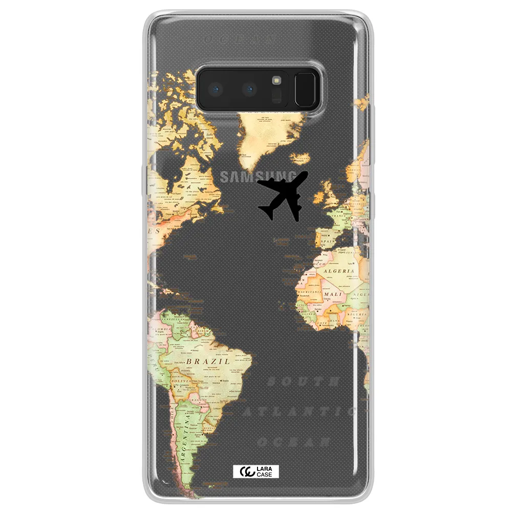 Travel Map Samsung Note 8 Clear TPU Case