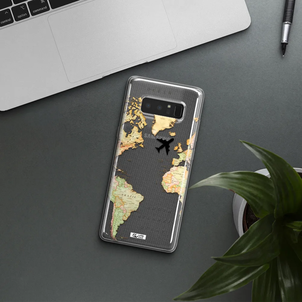 Travel Map Samsung Note 8 Clear TPU Case