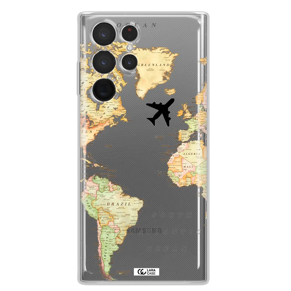 Travel Map Samsung S 22 Ultra Clear TPU Case