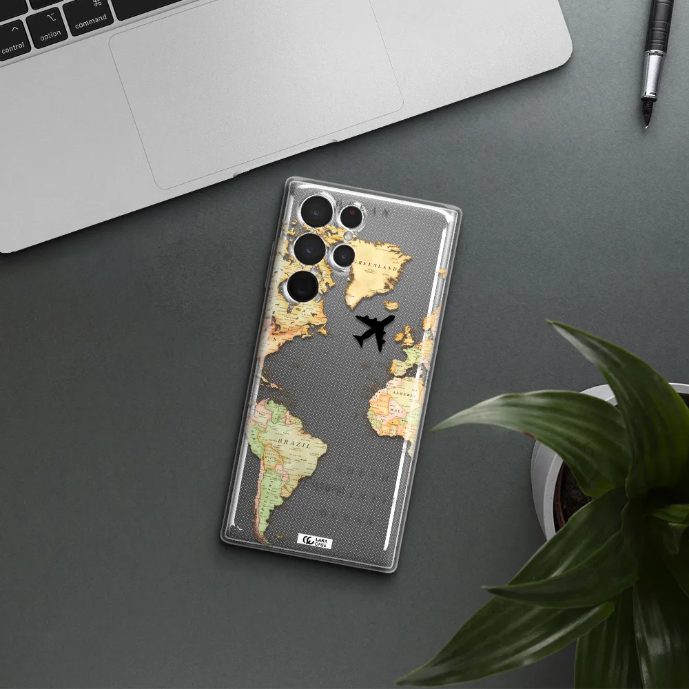 Travel Map Samsung S 22 Ultra Clear TPU Case