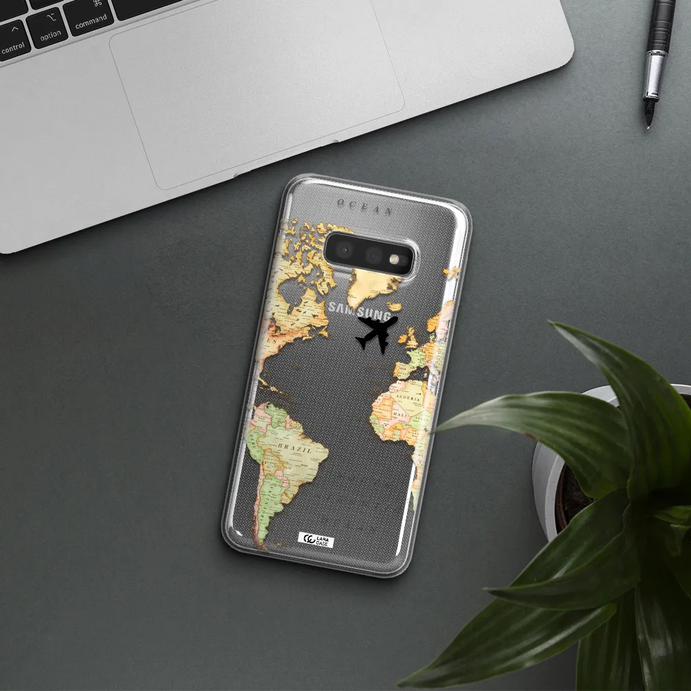 Travel Map Samsung S10e Clear TPU Case
