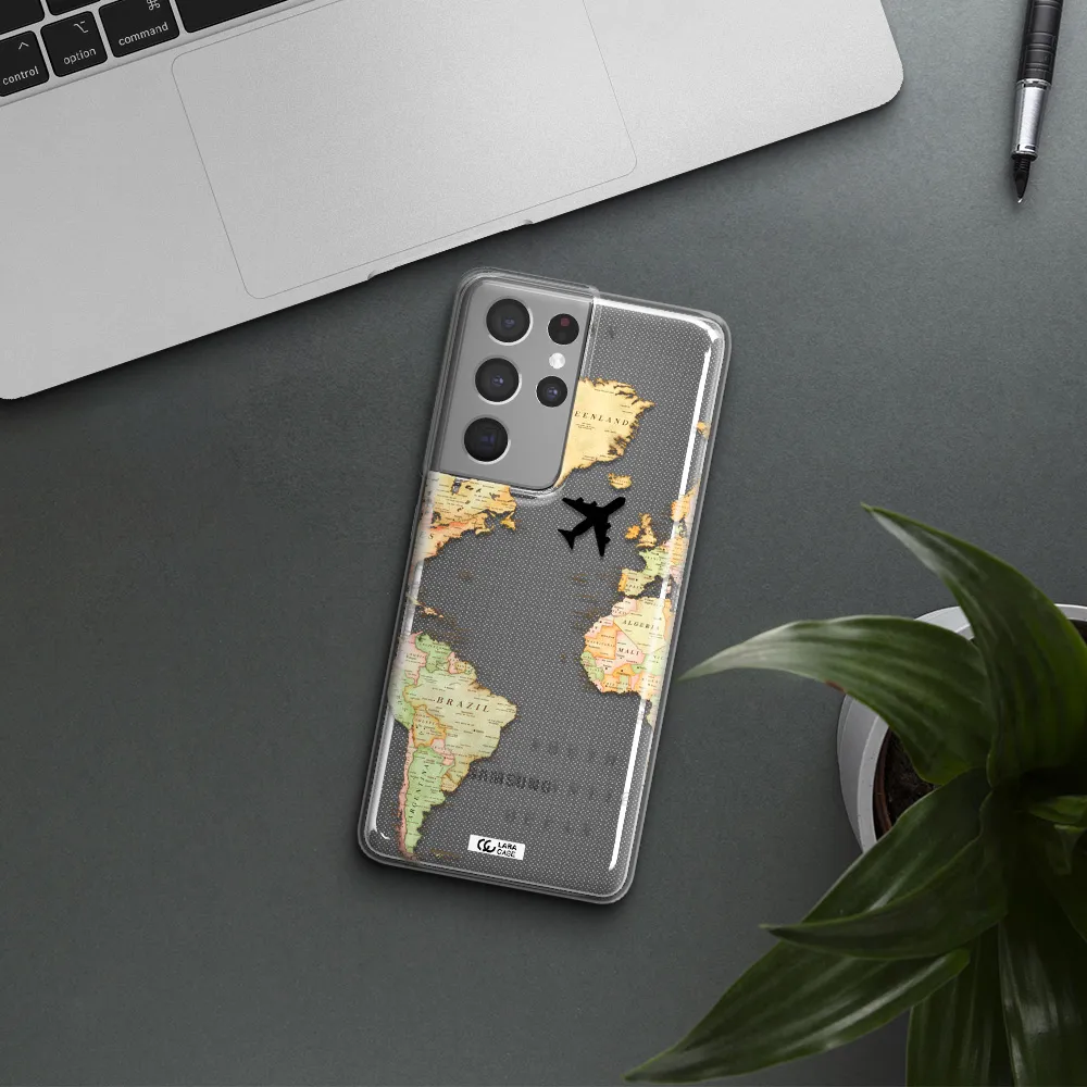 Travel Map Samsung S21 Ultra Clear TPU Case