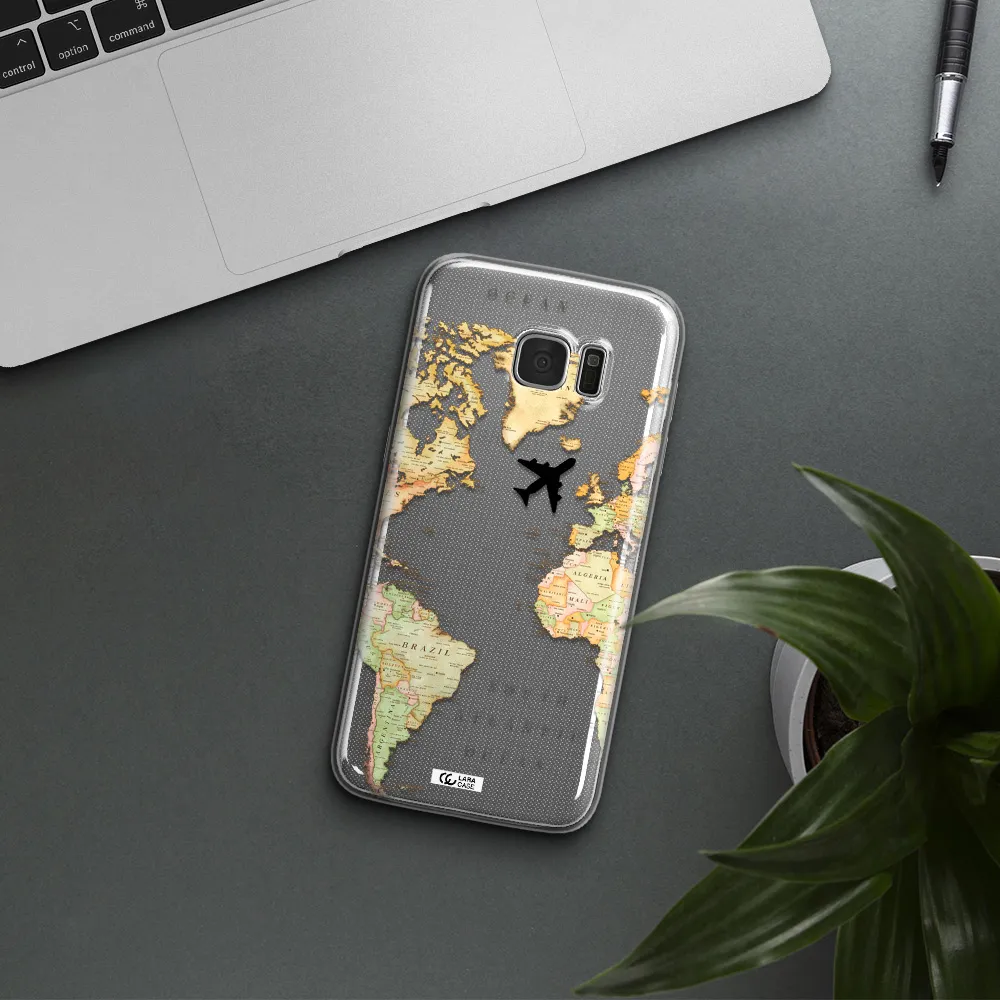 Travel Map Samsung S7 Edge Clear TPU Case