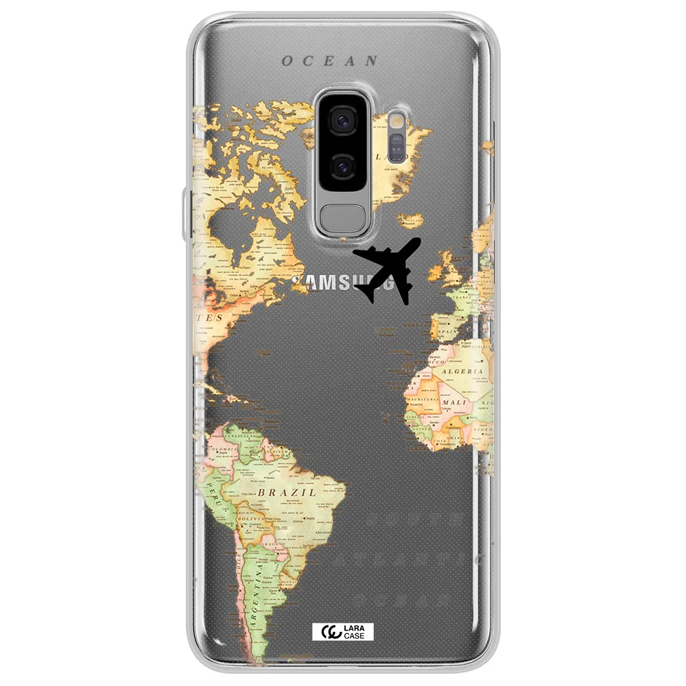 Travel Map Samsung S9 Plus Clear TPU Case