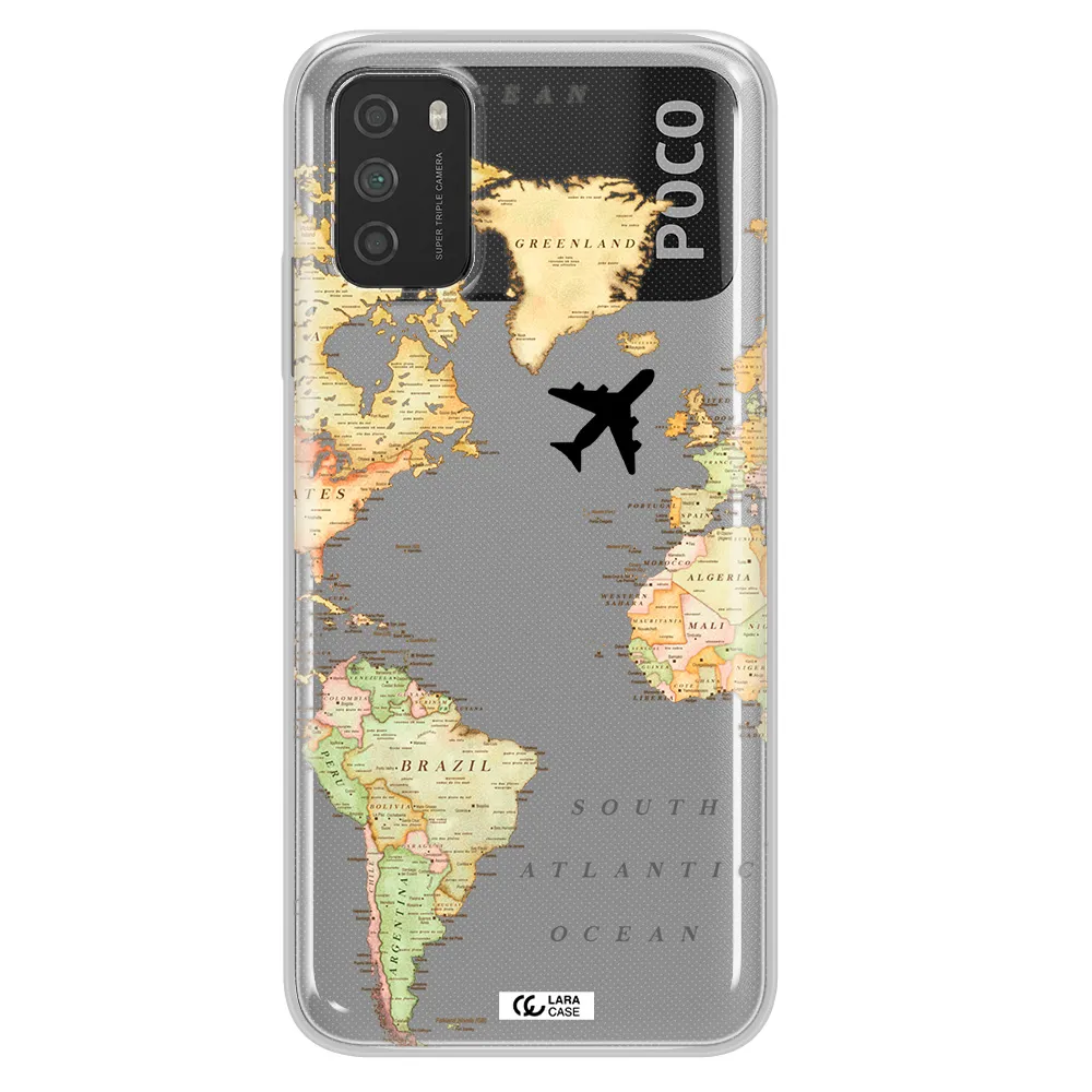 Travel Map Xiaomi Poco M3 Clear TPU Case