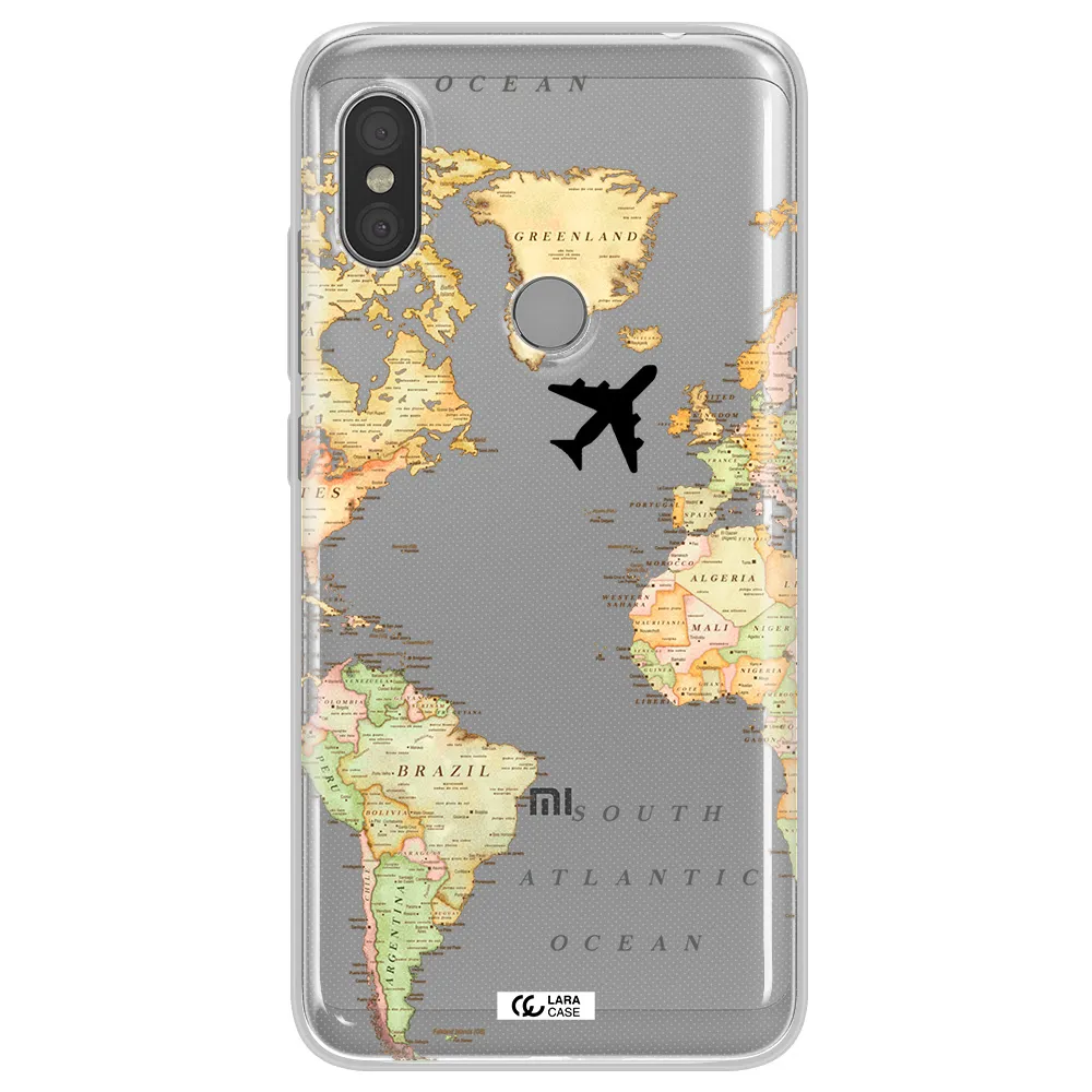 Travel Map Xiaomi Redmi Note 6 Pro Clear TPU Case