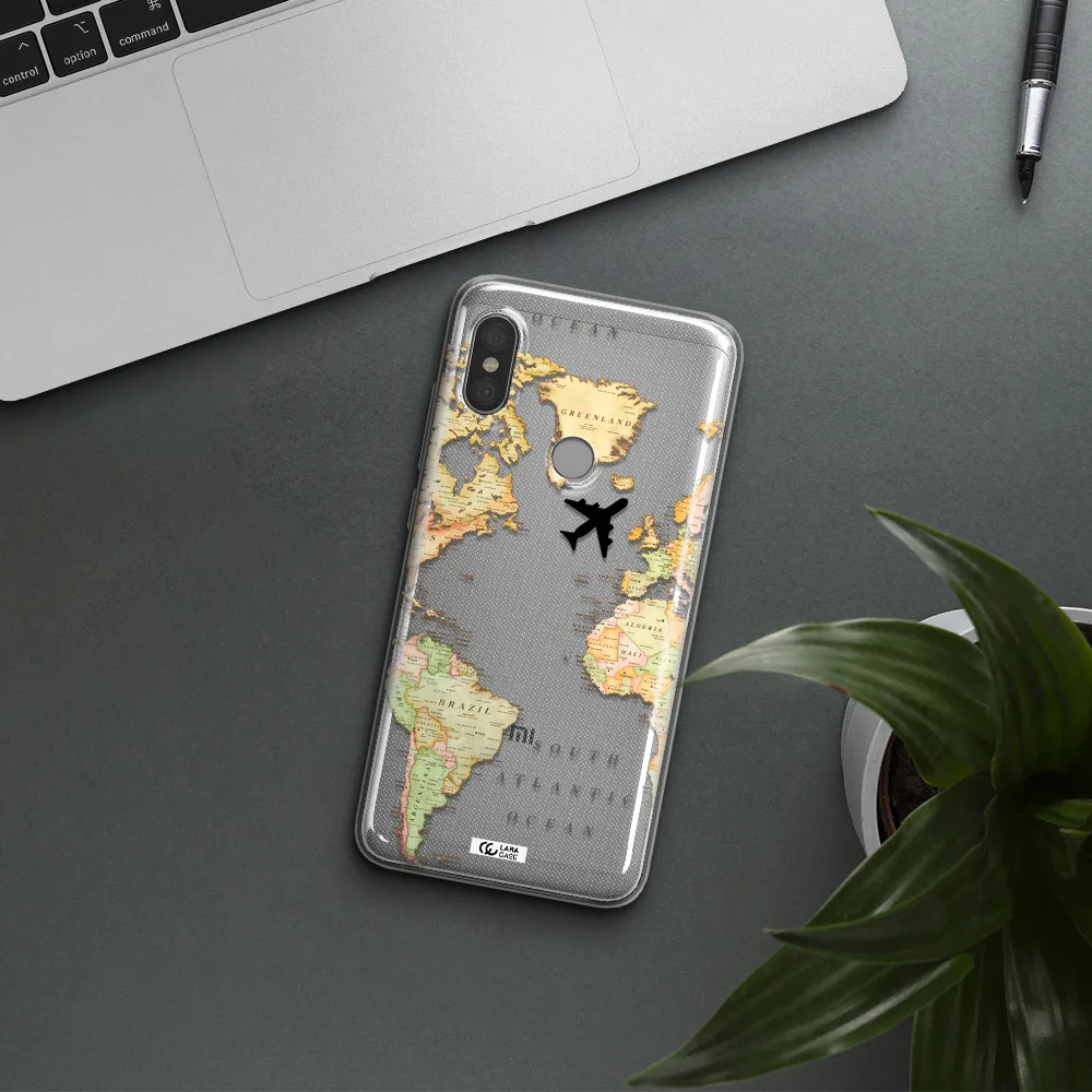 Travel Map Xiaomi Redmi Note 6 Pro Clear TPU Case