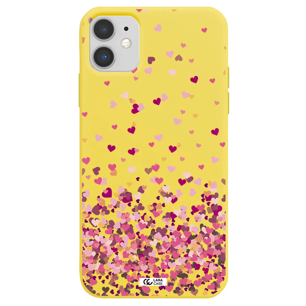 Flying Hearts Apple iPhone 11 Silicone canary yellow Case