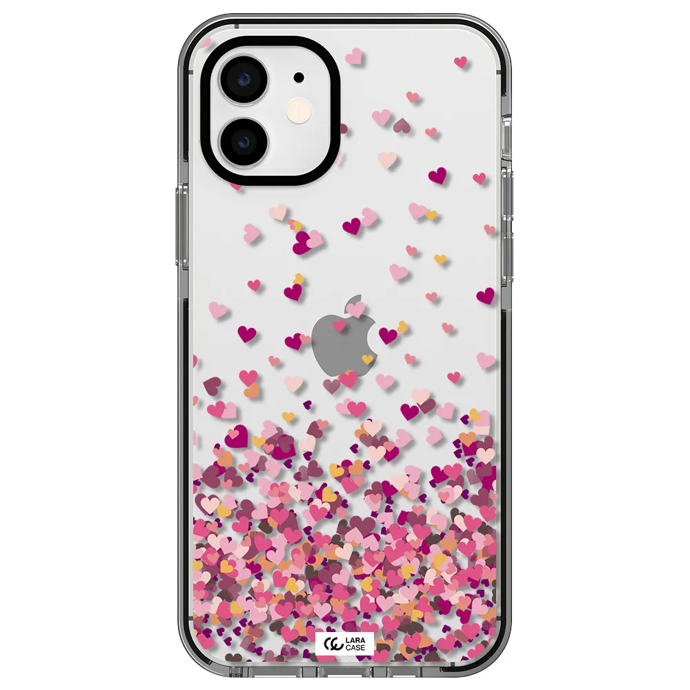 Flying Hearts Apple iPhone 12 impact black border Case