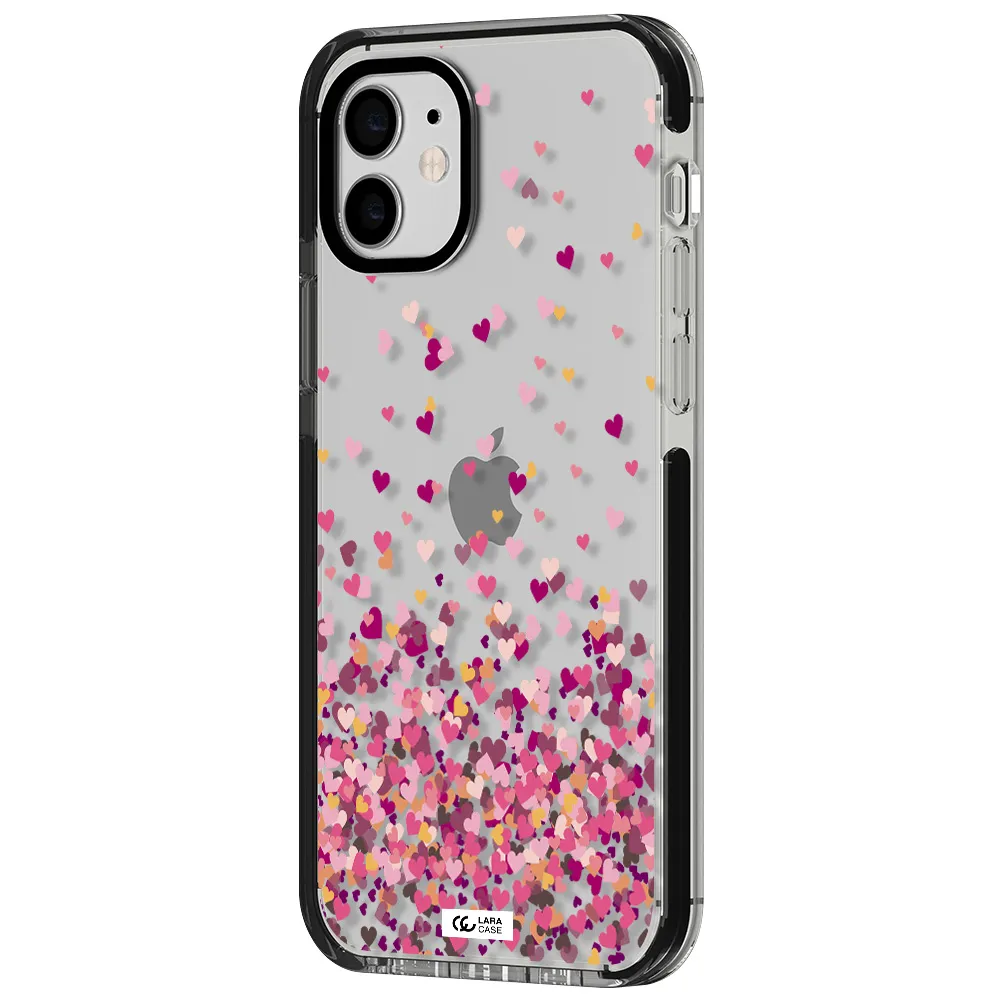 Flying Hearts Apple iPhone 12 impact black border Case
