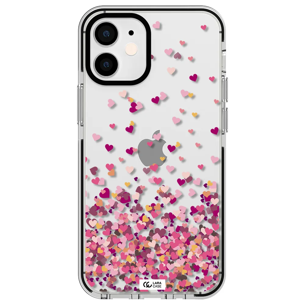 Flying Hearts Apple iPhone 12 mini impact black border Case