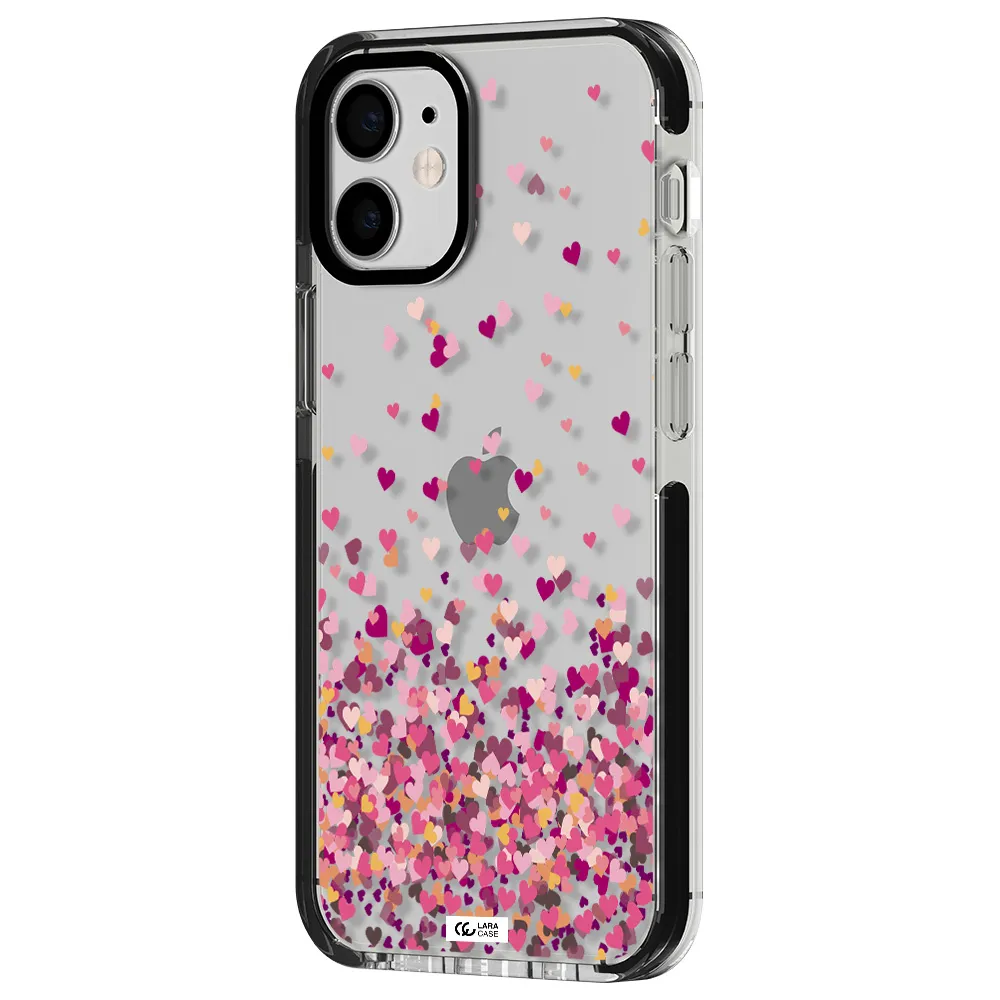 Flying Hearts Apple iPhone 12 mini impact black border Case