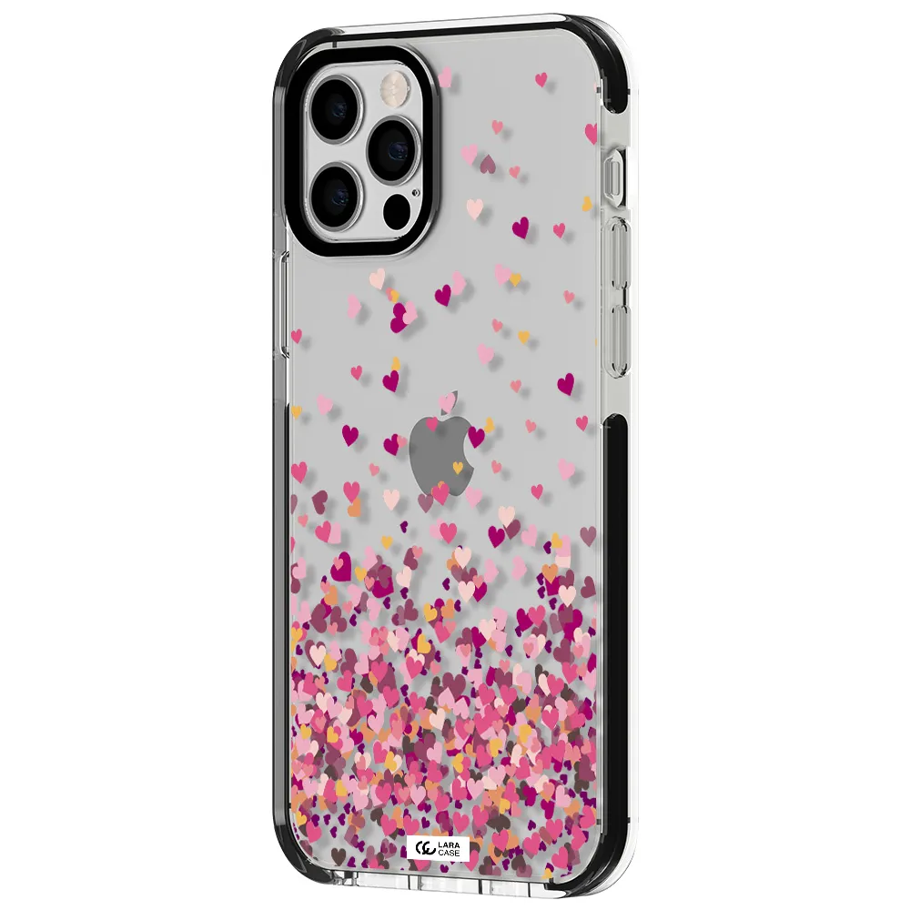 Flying Hearts Apple iPhone 12 pro impact black border Case