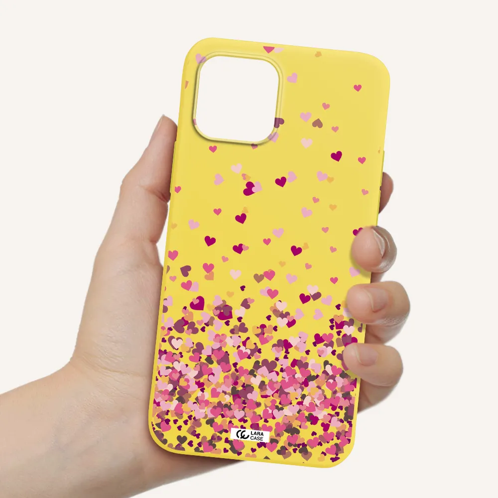 Flying Hearts Apple iPhone 12 Silicone canary yellow Case