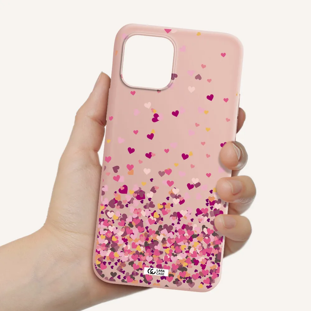 Flying Hearts Apple iPhone 12 Silicone pastel pink Case