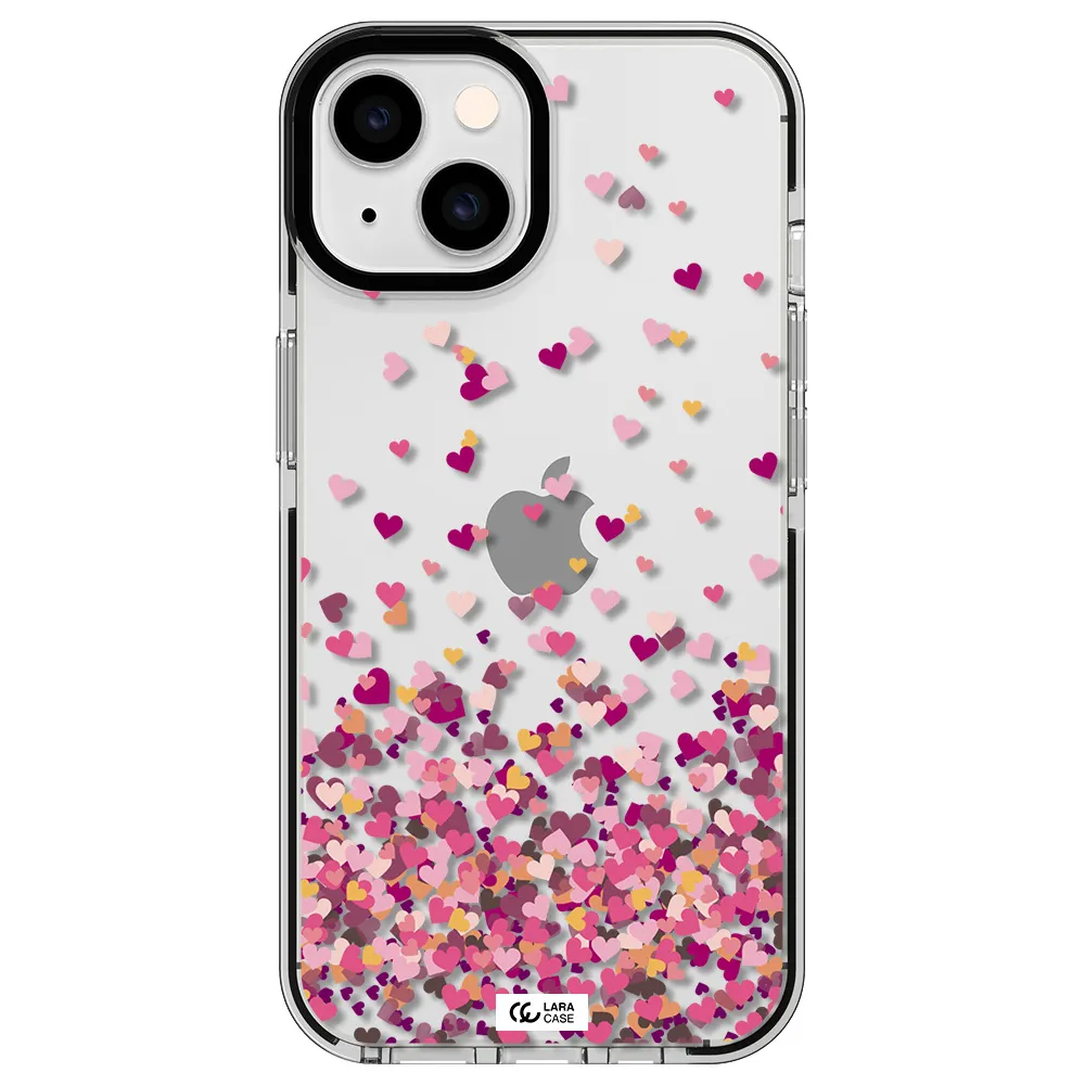 Flying Hearts Apple iPhone 14 impact black border Case