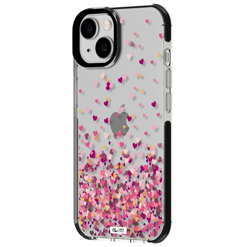 Flying Hearts Apple iPhone 14 impact black border Case