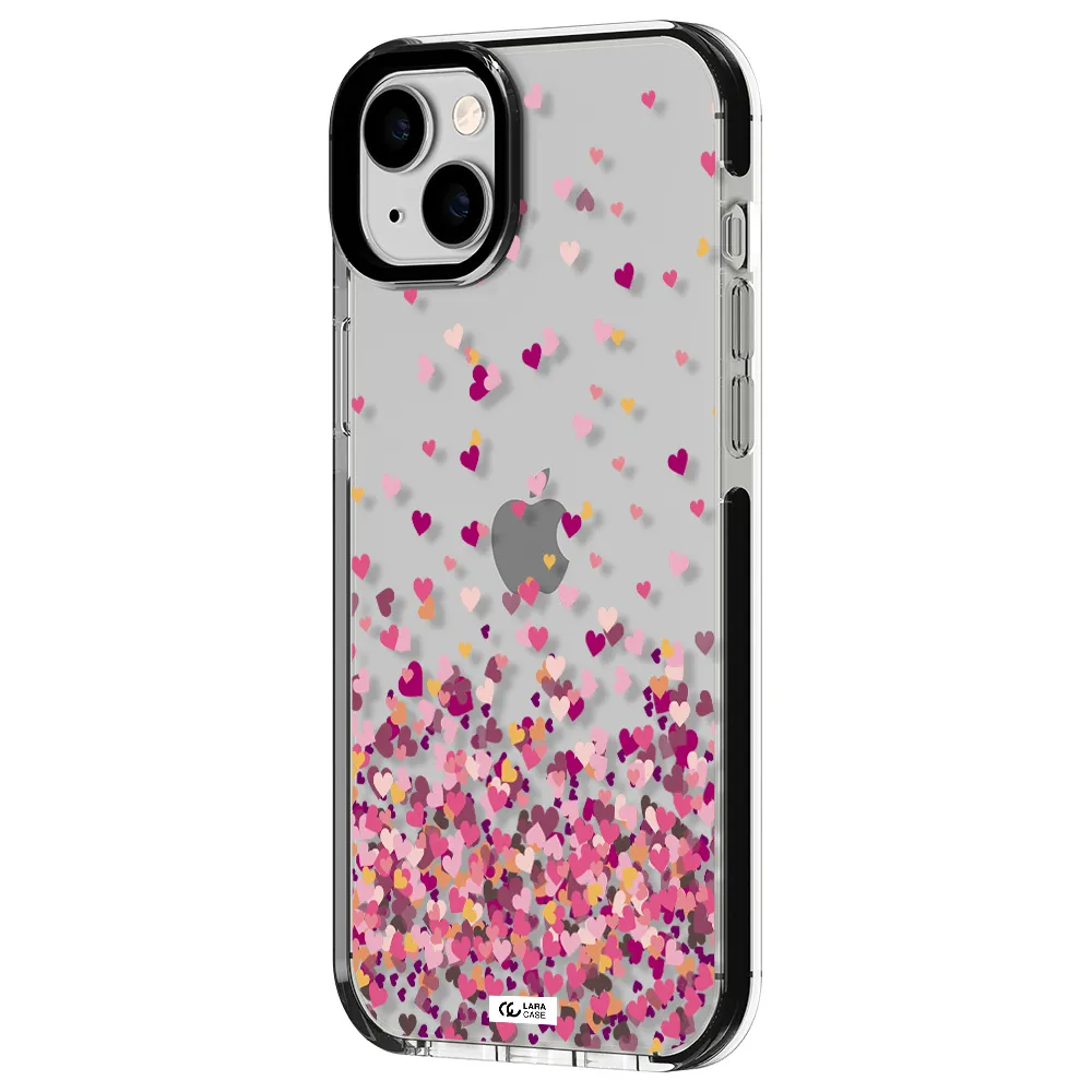 Flying Hearts Apple iPhone 14 plus impact black border Case