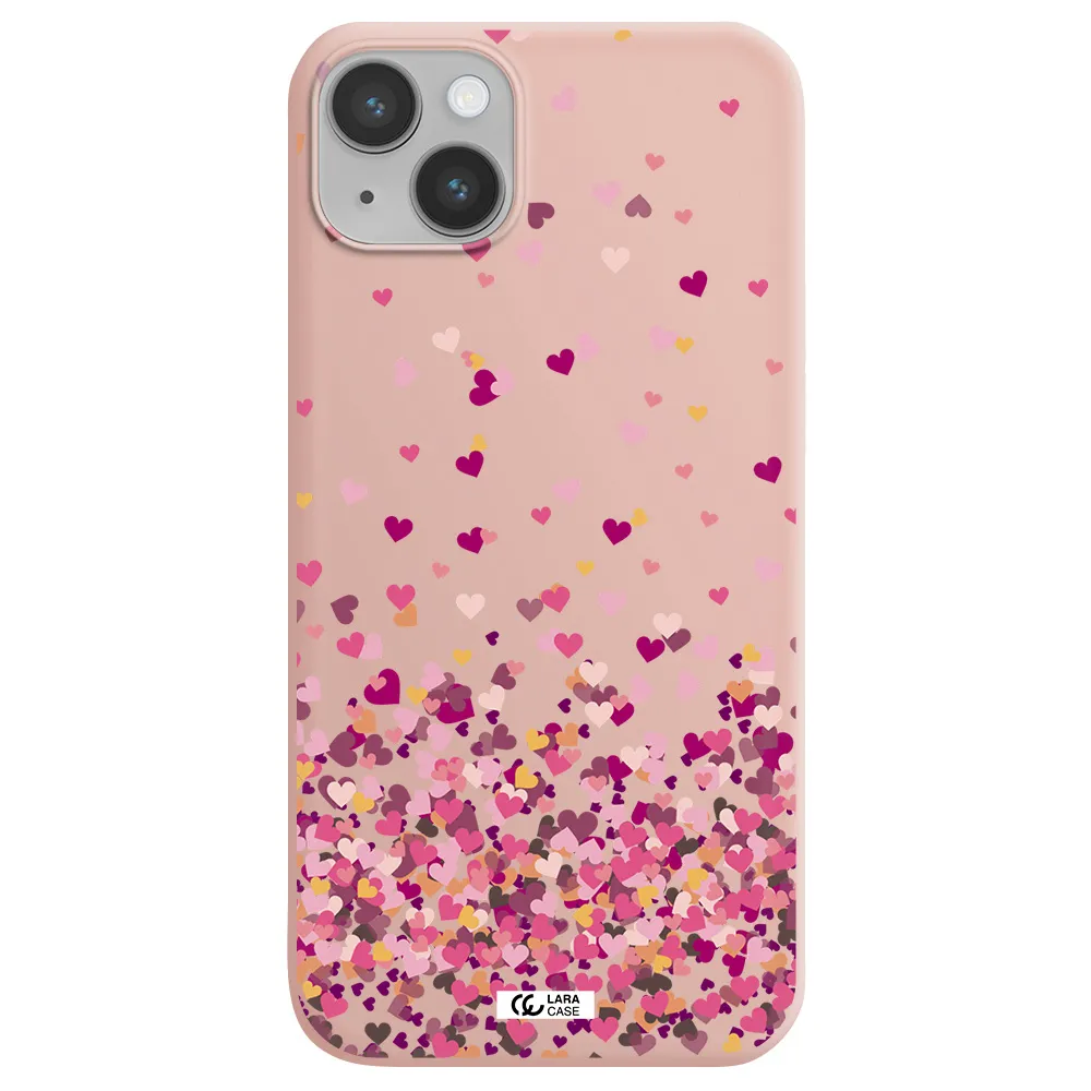 Flying Hearts Apple iPhone 14 plus Silicone pastel pink Case