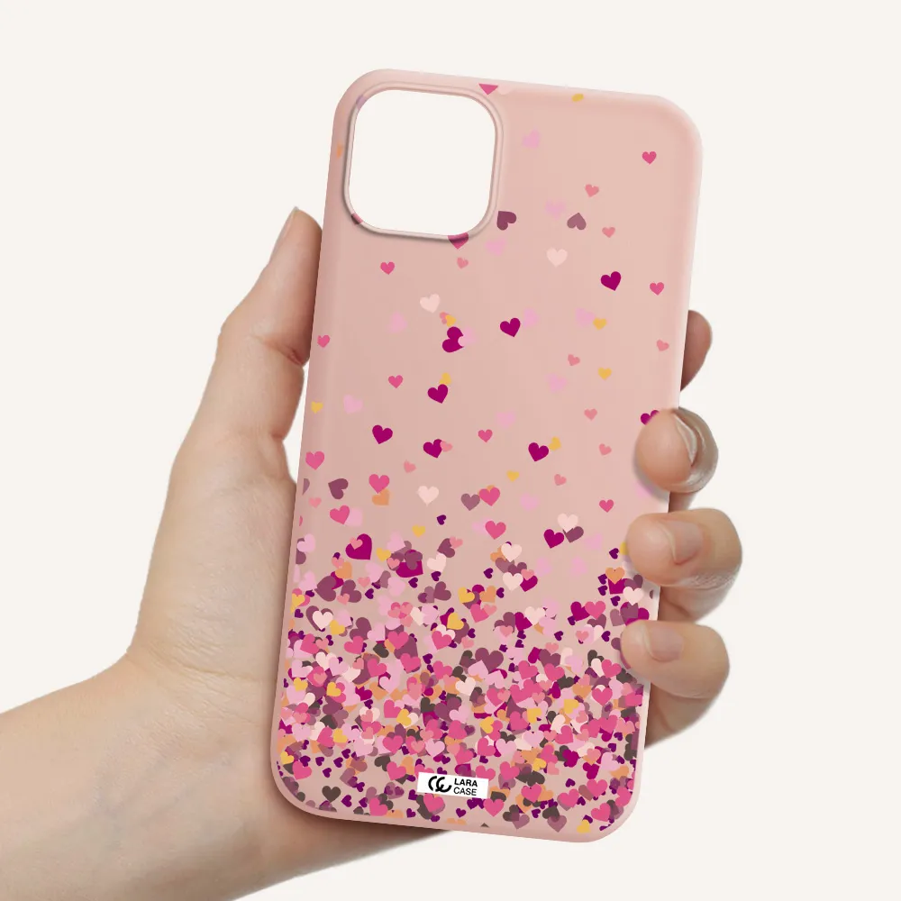 Flying Hearts Apple iPhone 14 plus Silicone pastel pink Case