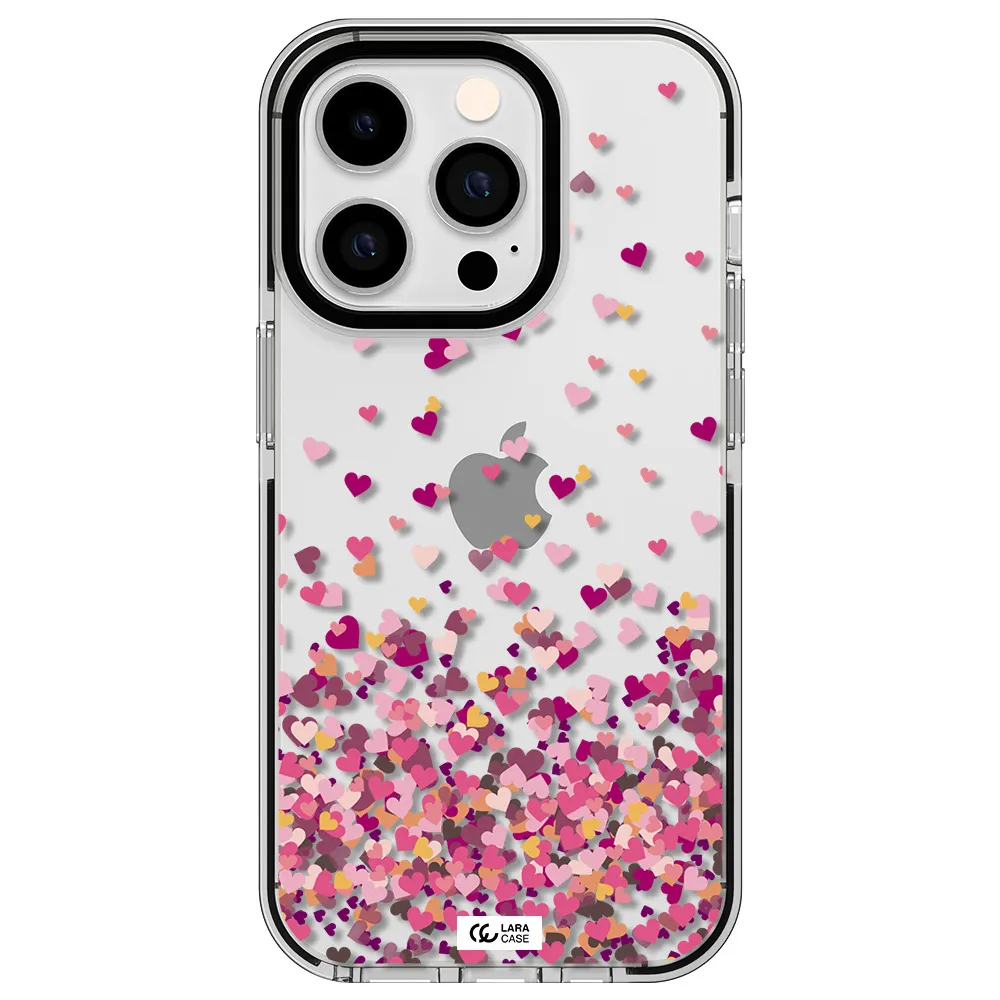 Flying Hearts Apple iPhone 14 pro impact black border Case