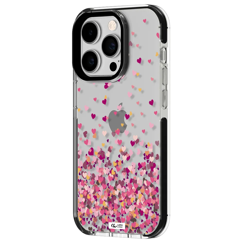 Flying Hearts Apple iPhone 14 pro impact black border Case