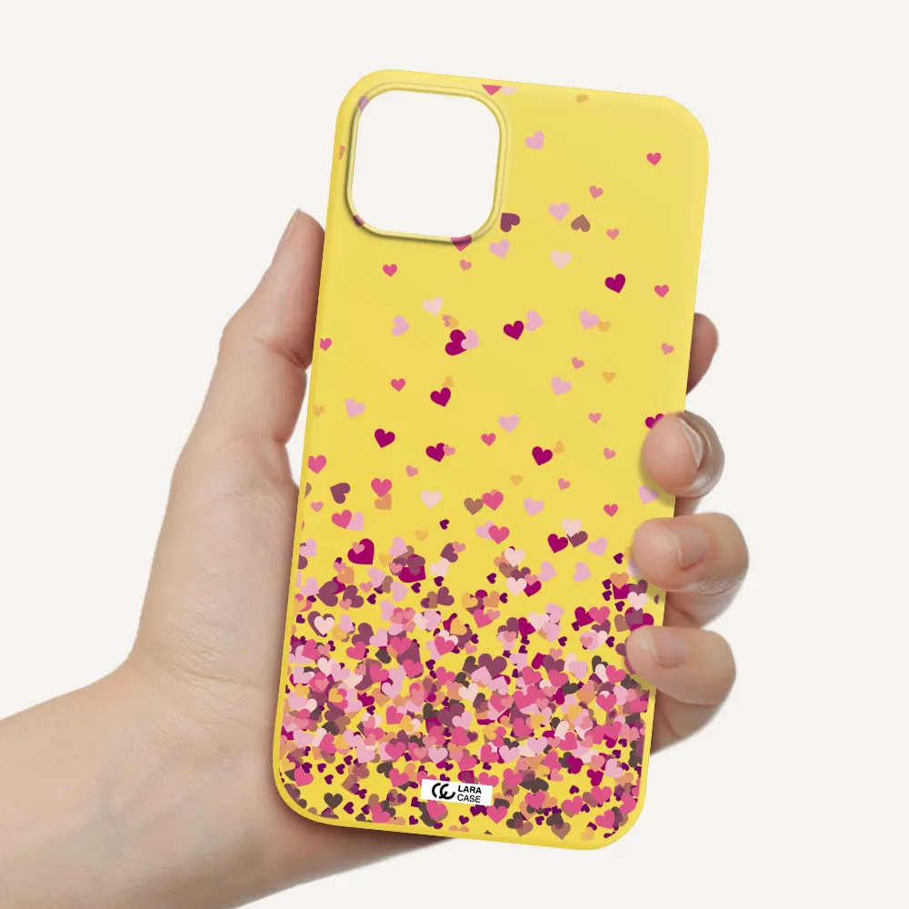 Flying Hearts Apple iPhone 14 Silicone canary yellow Case