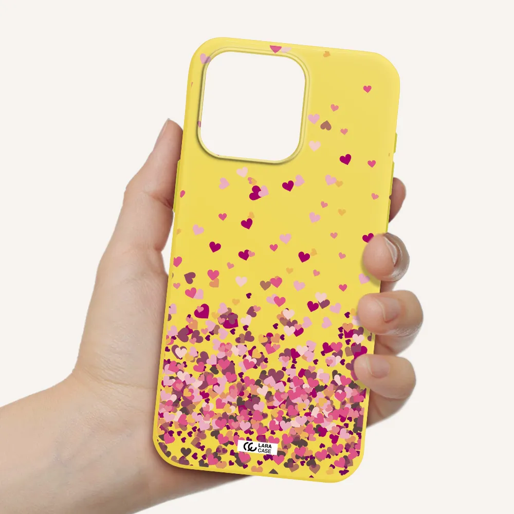 Flying Hearts Apple Iphone 15 Pro max Silicone canary yellow Case