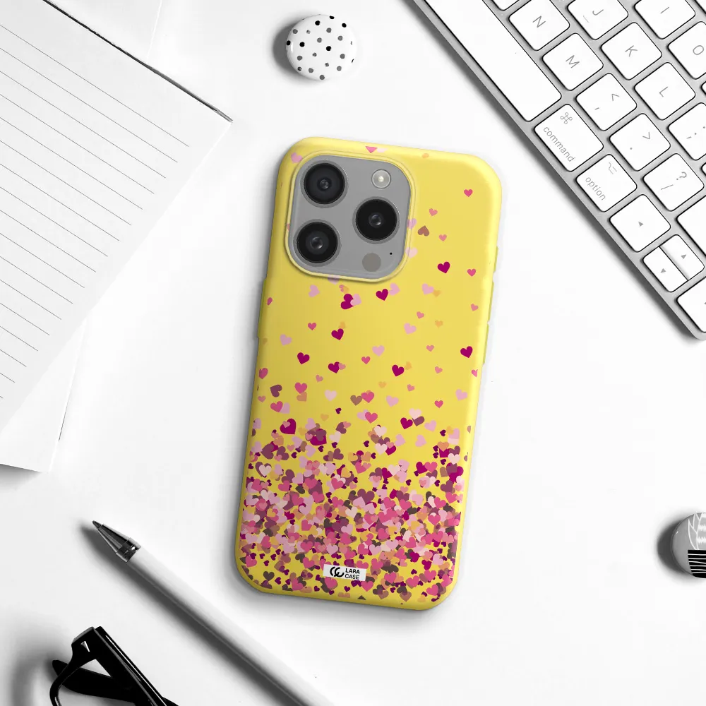 Flying Hearts Apple Iphone 15 Pro Silicone Canary Yellow Case