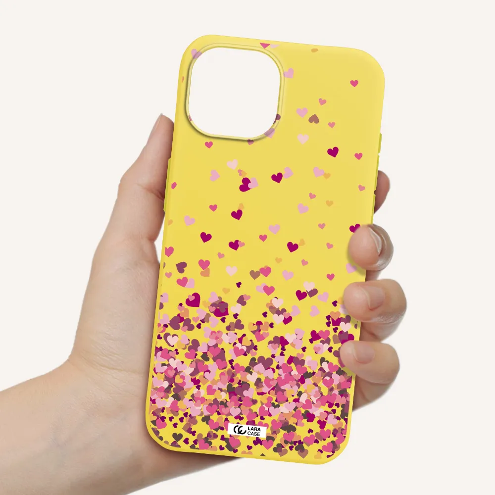 Flying Hearts Apple iPhone 15 Silicone canary yellow Case