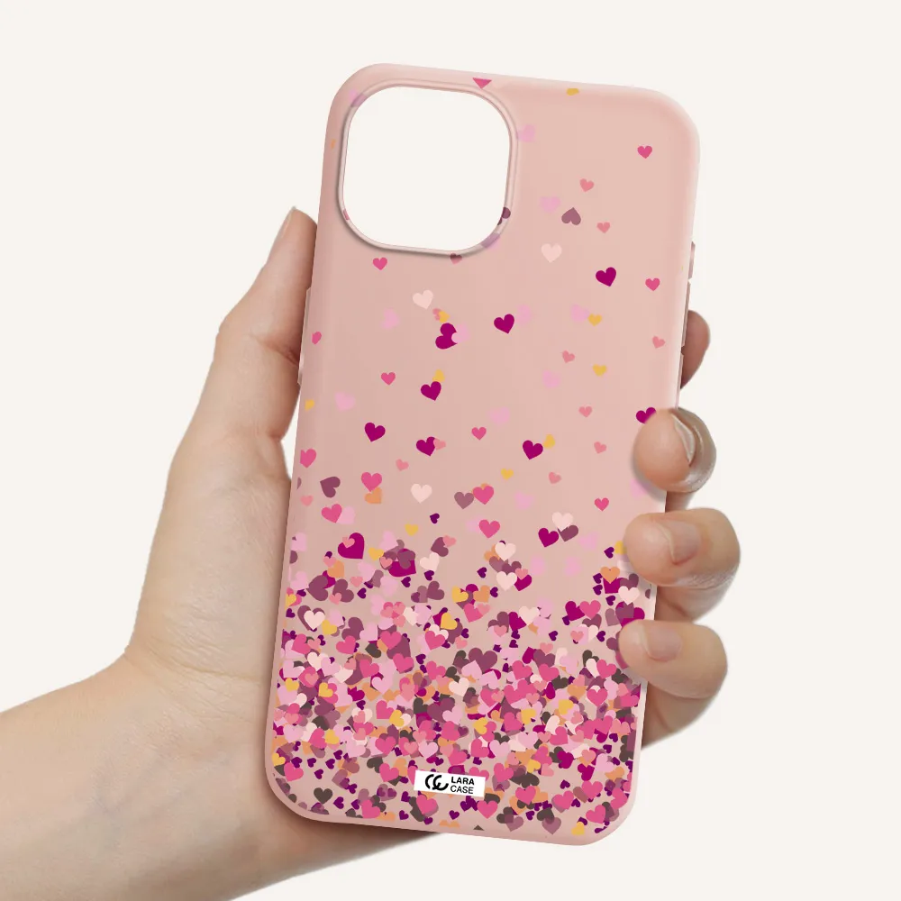 Flying Hearts Apple Iphone 15 Silicone Pastel Pink Case