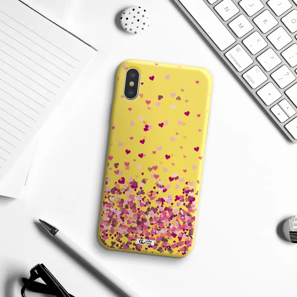 Flying Hearts Apple iPhone X Silicone canary yellow Case